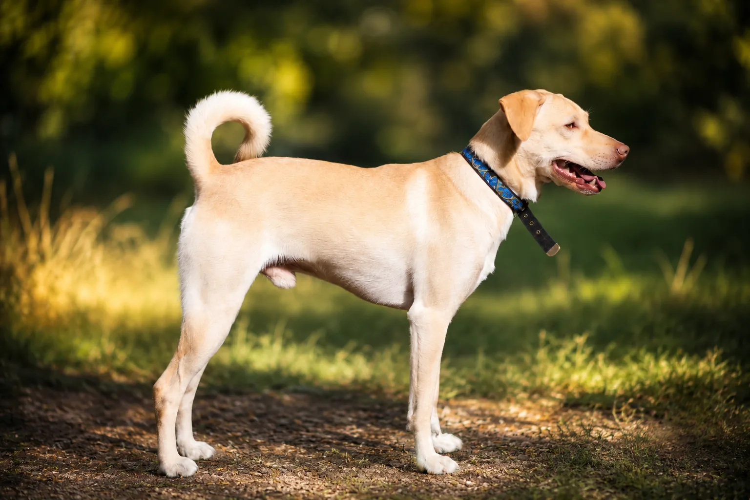 Portrait naturel d’un chien clair en extérieur