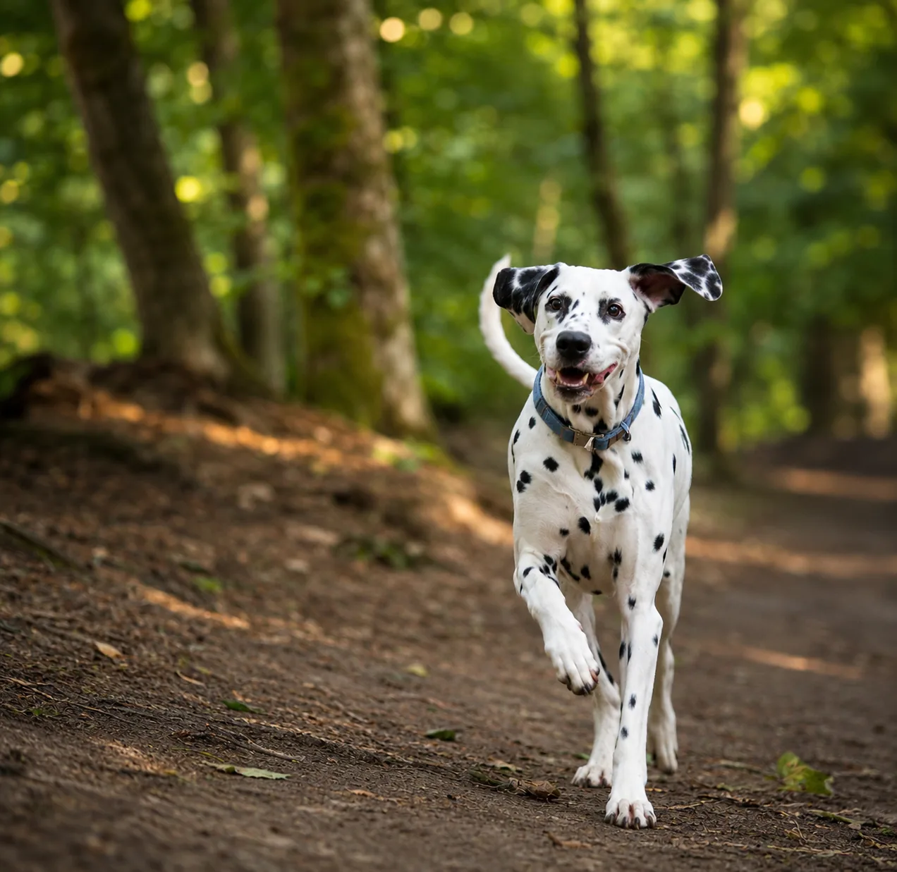 Dalmatien en mouvement sur un chemin